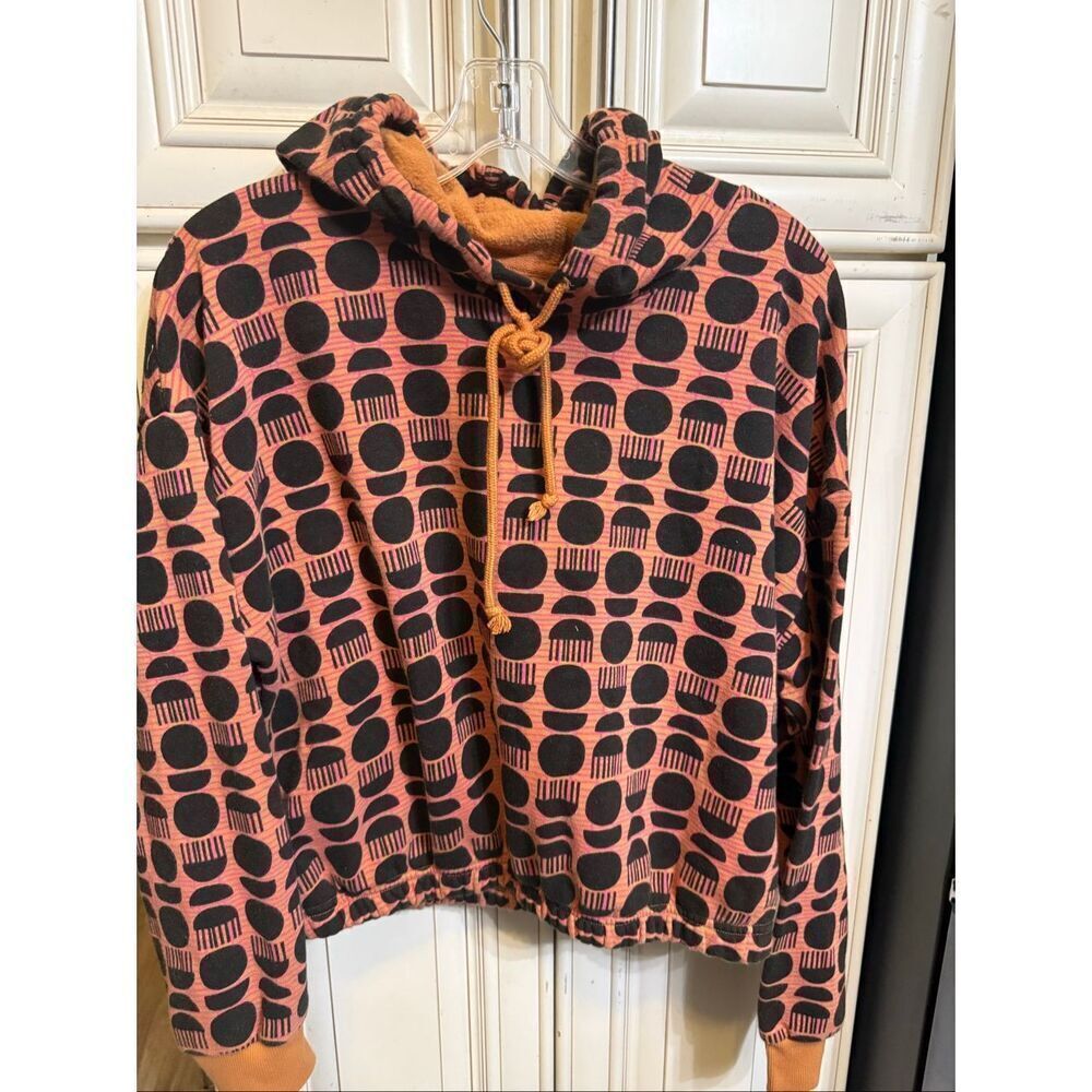 Black History Month Women's Long Sleeve Crop Pullover Hoodie Black Orange Large